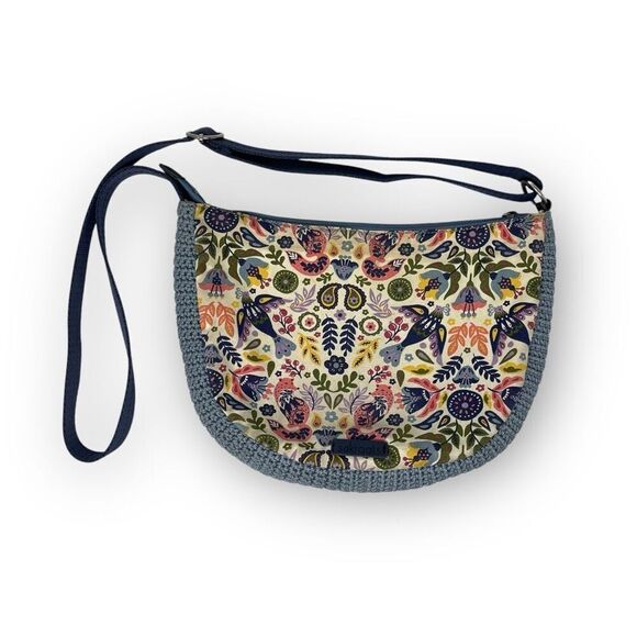 Sakroots Handbags - Sakroots The Enchanted Forest Canvas Crochet Woven Crossbody Bag Purse Blue